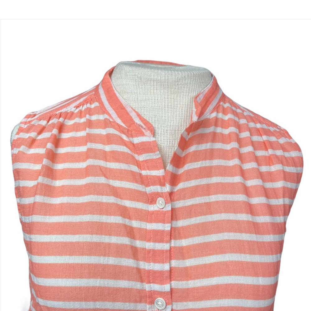 J.Crew Orange/Peach & White Striped Sleeveless Button Down Blouse Top Size 00 - Picture 5 of 8